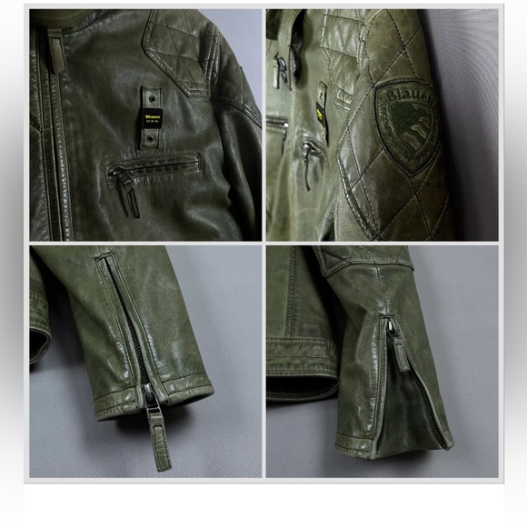 🇺🇸 Blauer luxurious café racer leather jacket. - Picture 6 of 14